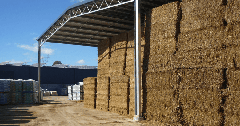 How much hay can be stored in a hay shed?